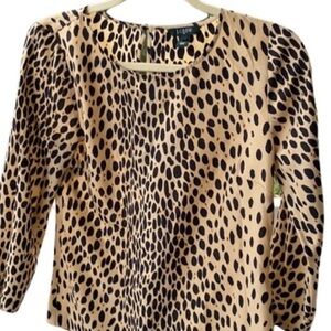 J. Crew Cheetah 3/4 Sleeves Blouse Top XS